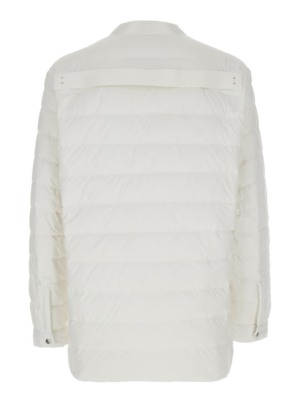 Moncler Genius White Down Jacket With Logo Patch On The Sleeve And Snap Buttons In Tech Fabric Man