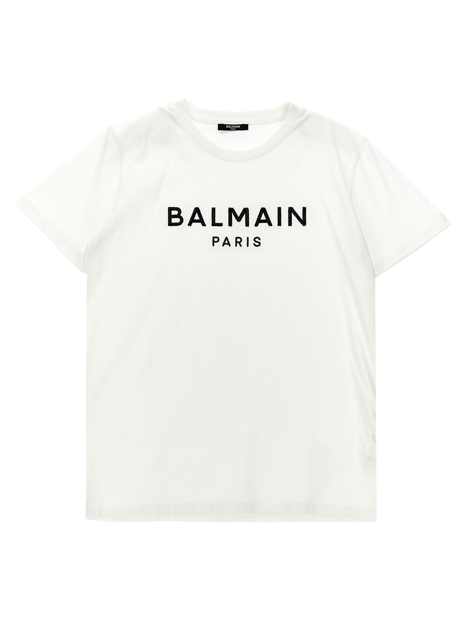 Shop Balmain Sequins Logo T-shirt