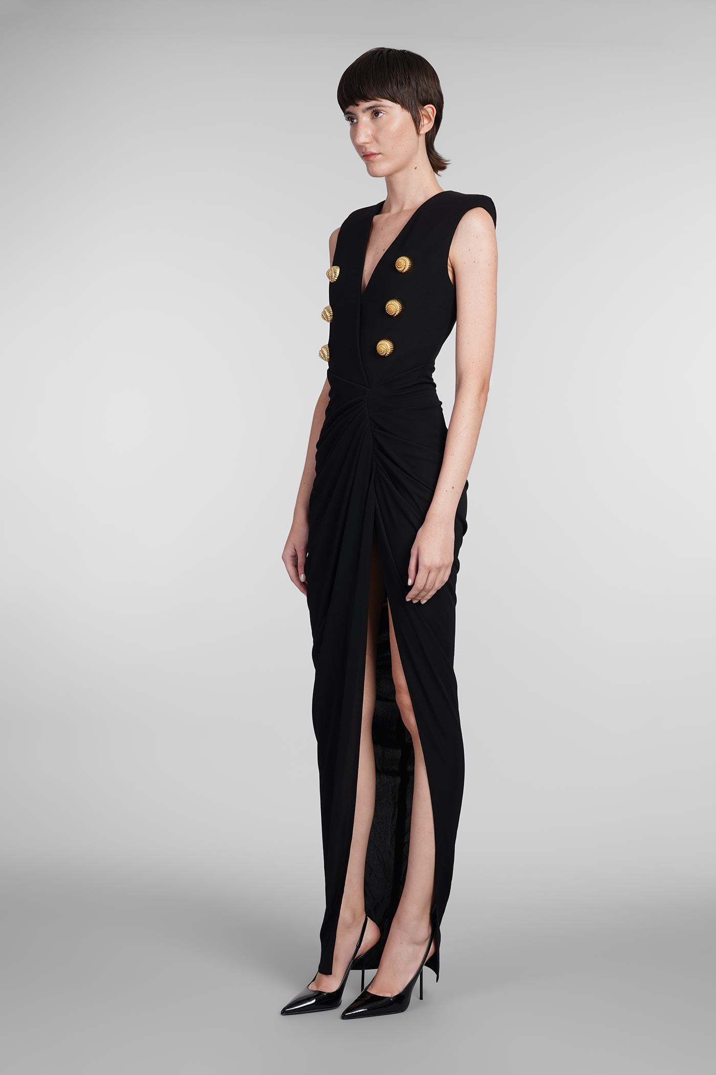 Shop Balmain Dress In Black Viscose