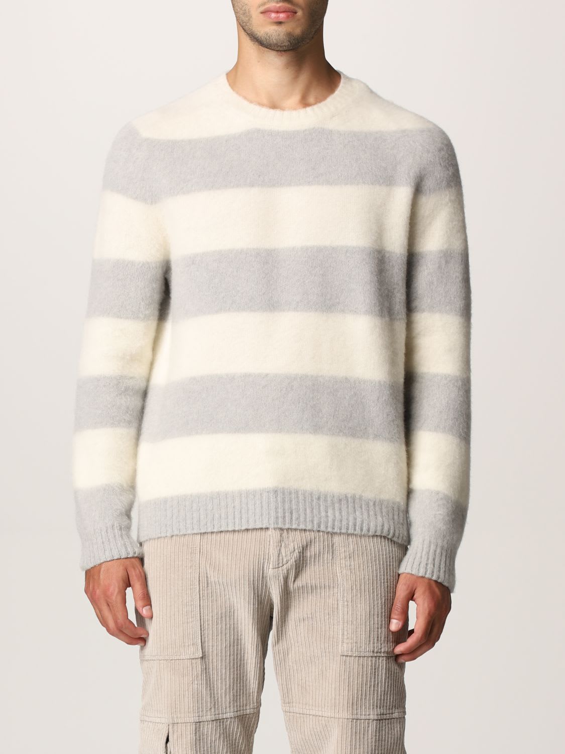 Eleventy Sweater Eleventy Sweater In Striped Wool And Cashmere Blend