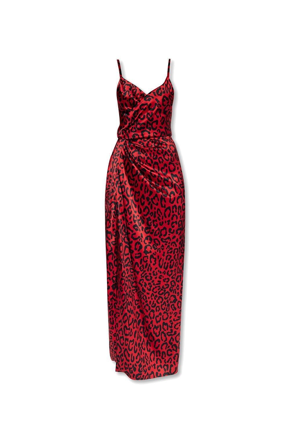 Dolce & Gabbana Leopard-printed Satin Maxi Dress
