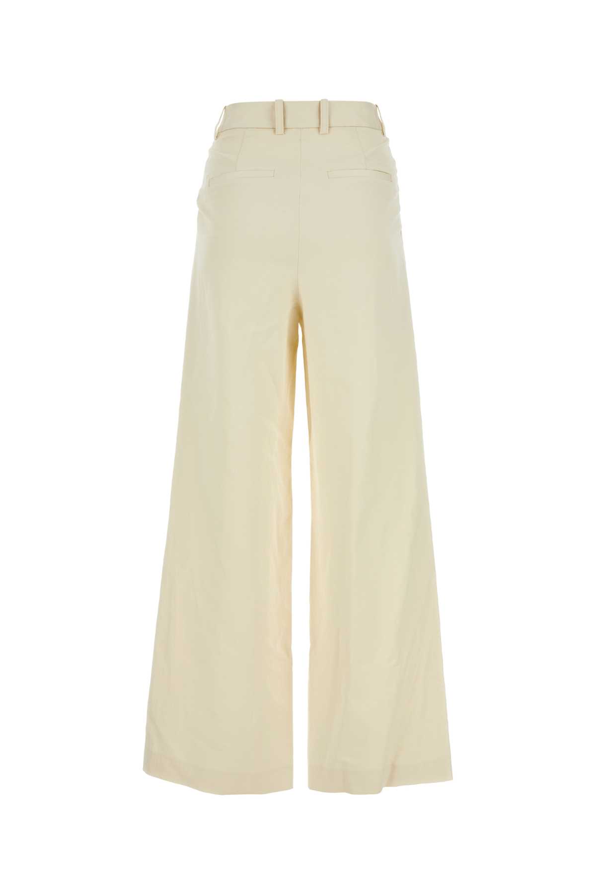 Loulou Studio Ivory Cotton Blend Idai Palazzo Trouser In Frostivory