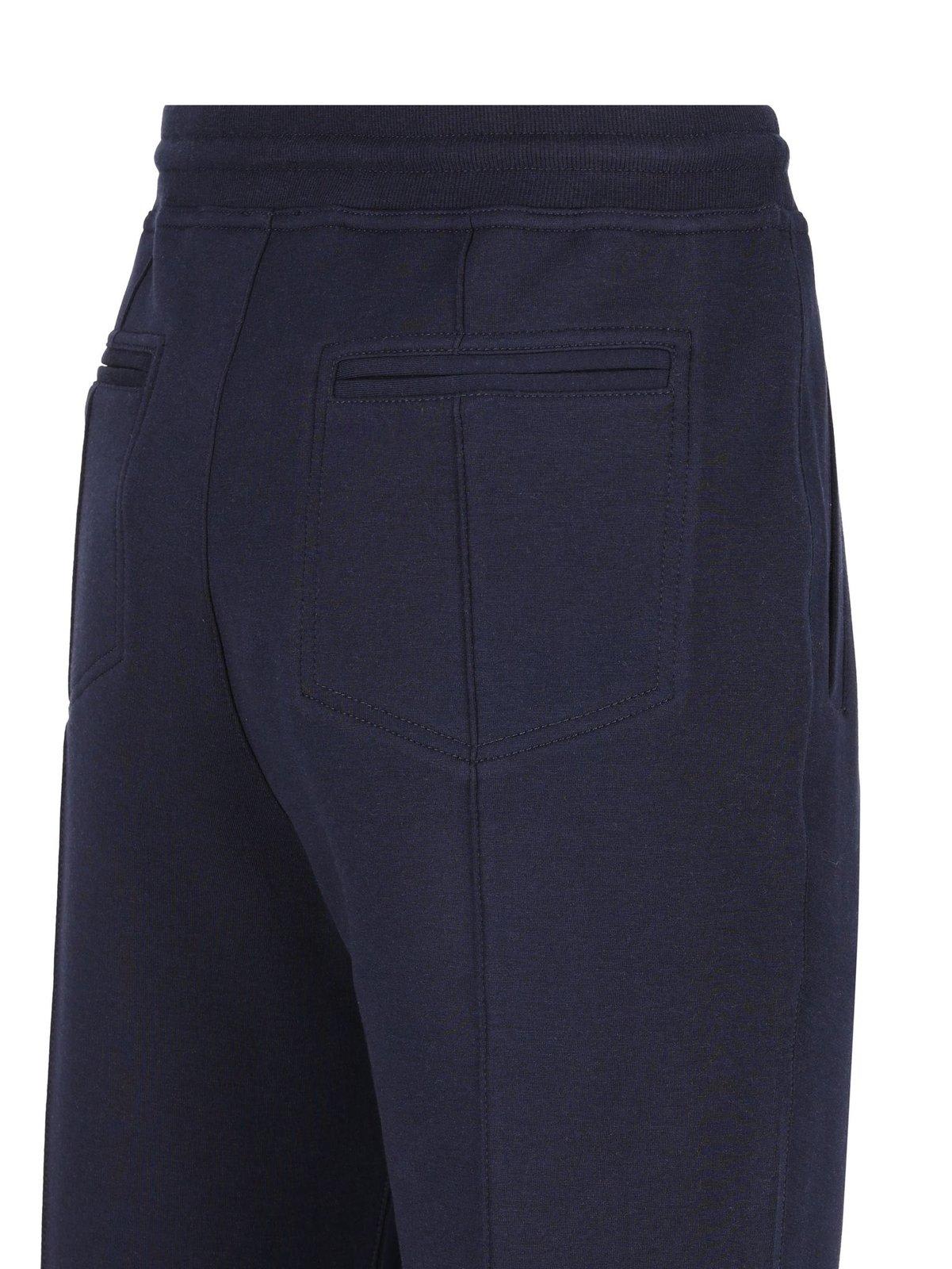 Brunello Cucinelli Men Leisure Fit Trousers In Virgin Wool Flannel With Drawstring And Double Darts In Blue