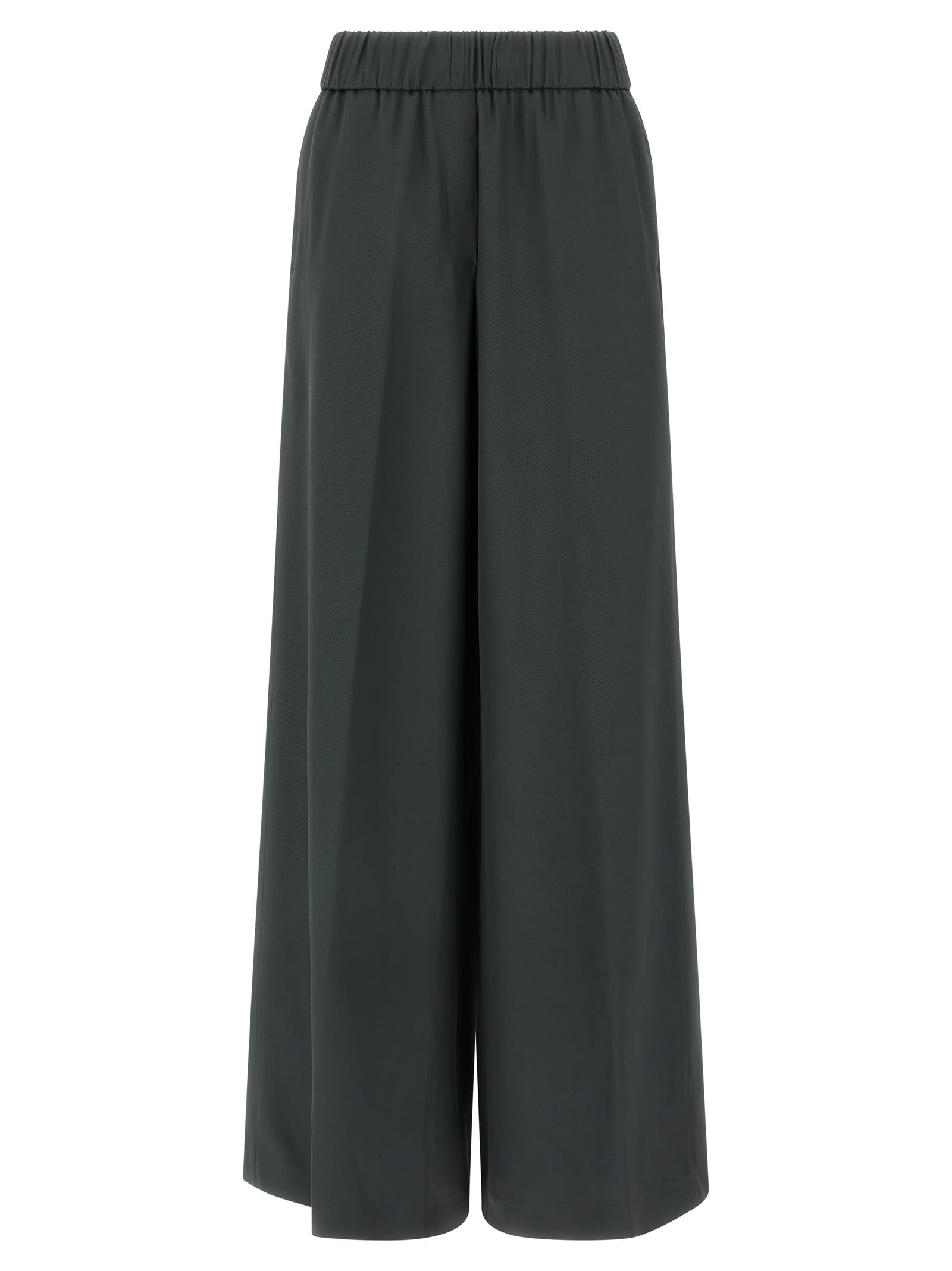 Peserico Wide Leg Trousers Elastic Waistband In Green
