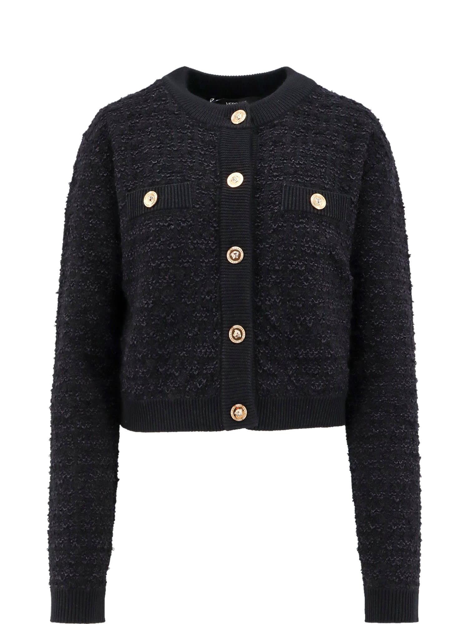 Versace Cardigan In Black