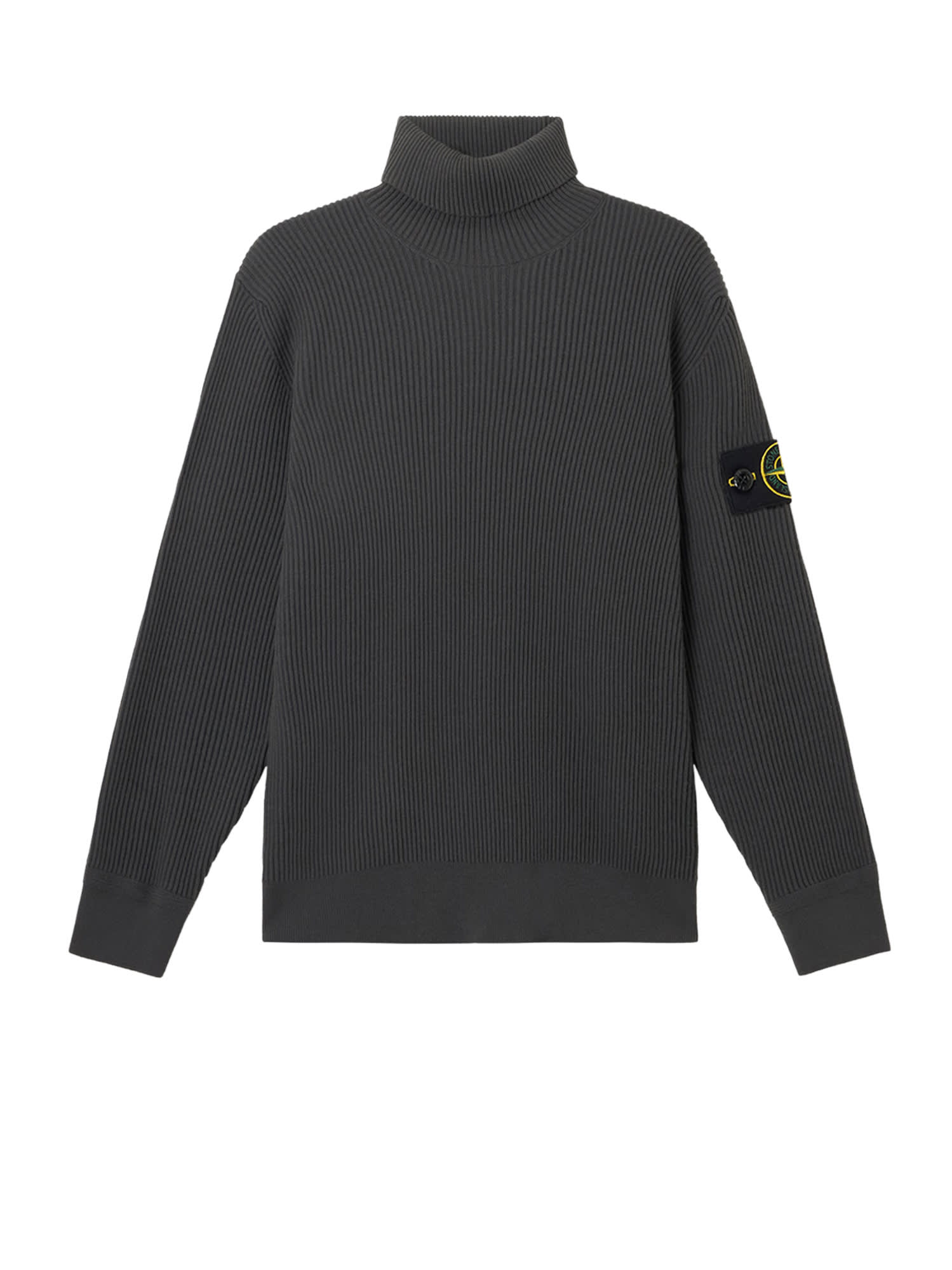 Stone Island Virgin Wool Turtleneck Sweater With Long Sleeves In Gray