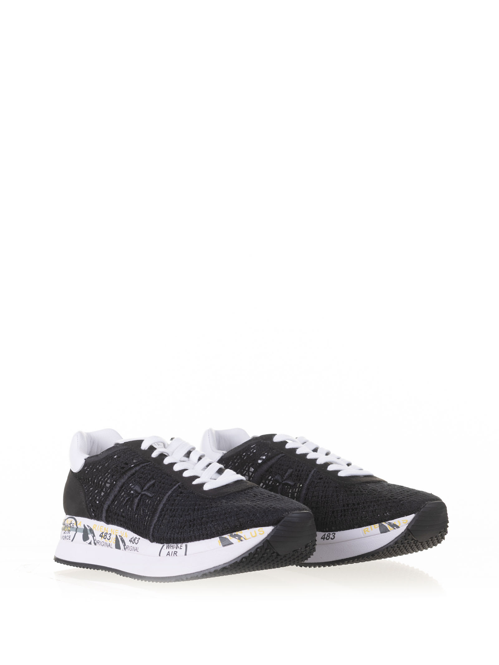 Shop Premiata Conny 6347 Perforated Sneaker In Nero