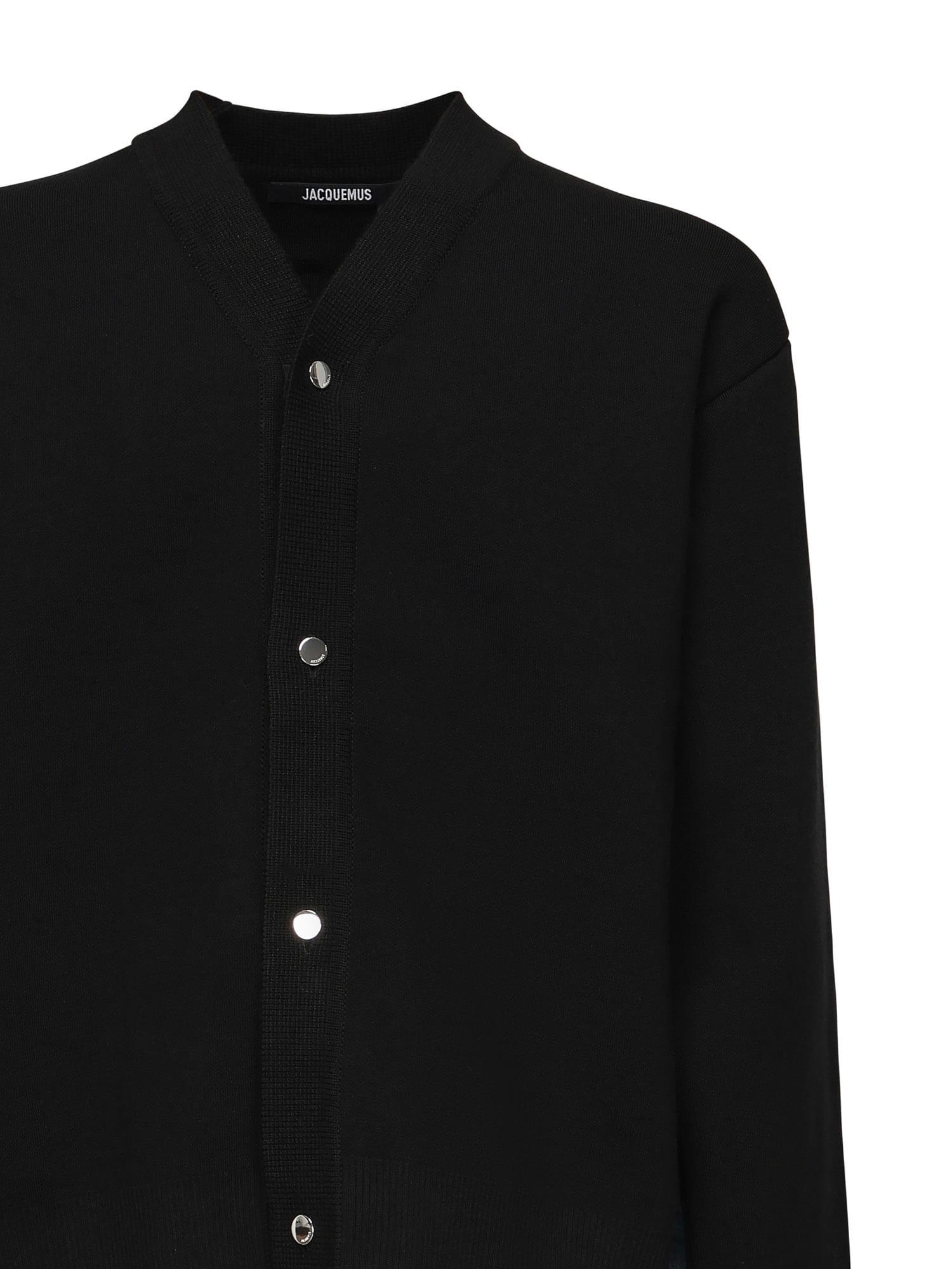 Jacquemus Men Black V-neck Cardigan With J Logo On The Back In Wool Man In Black