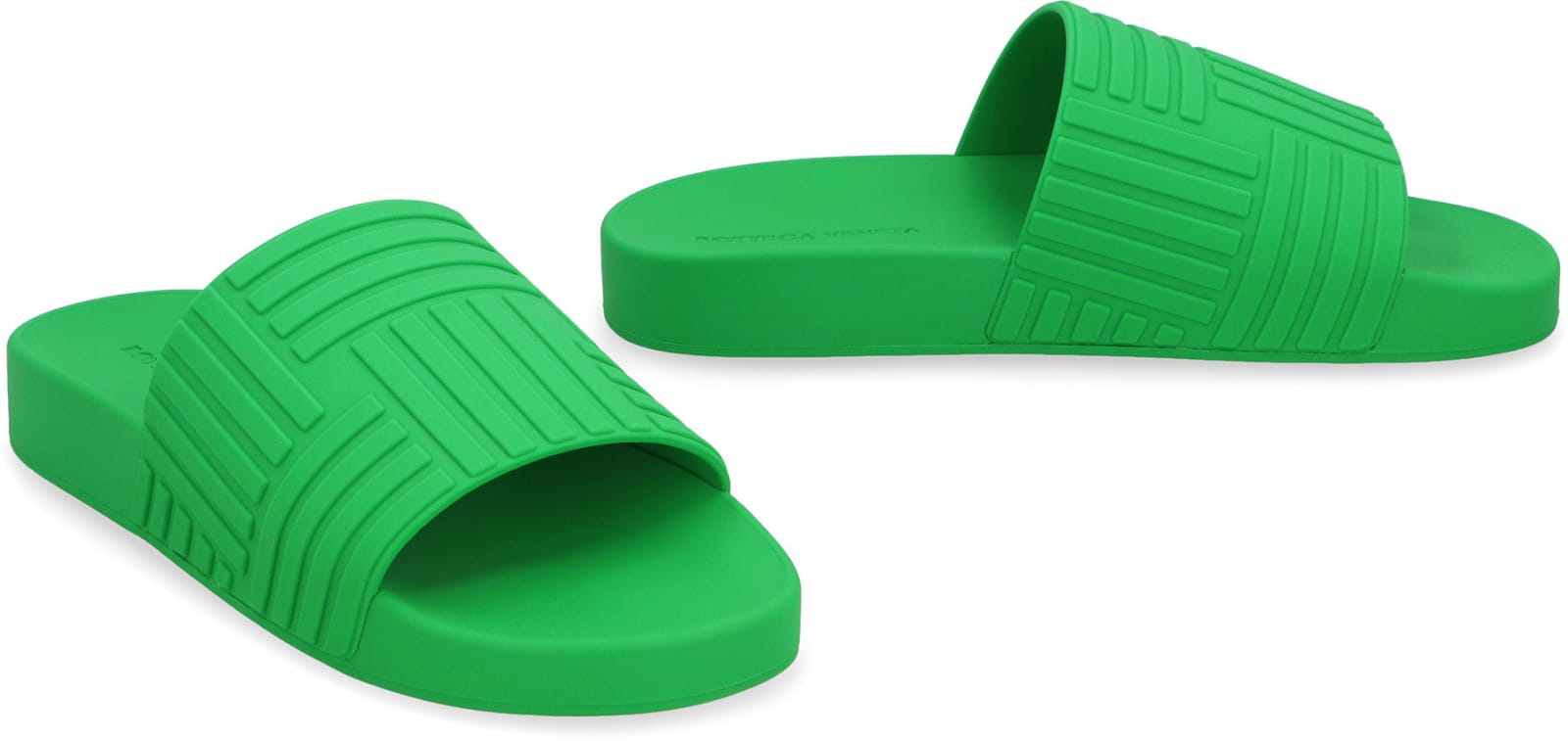 Shop Bottega Veneta Rubber Slides In Green