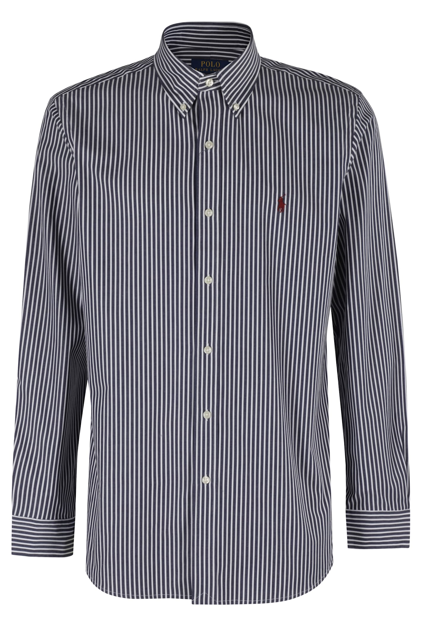 Polo Ralph Lauren Striped Pattern Button-down Collar Long Sleeves In Gray