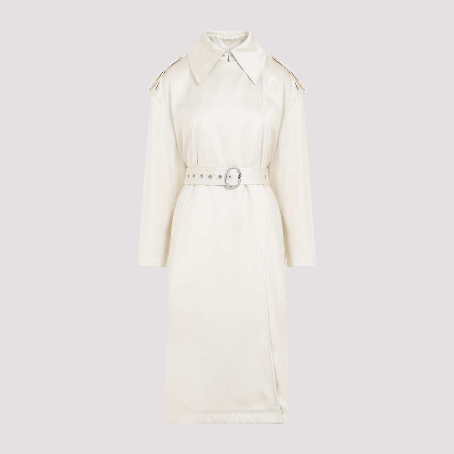 Shop Jil Sander Viscose Trench Coat In Natural