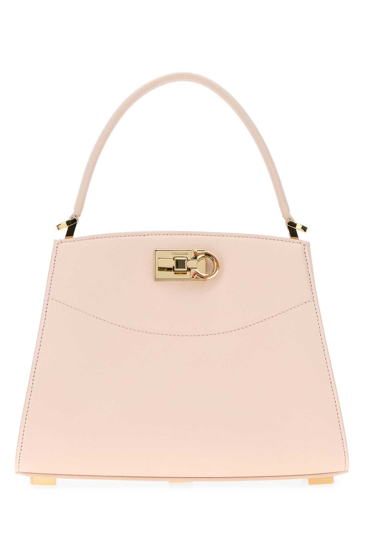 Ferragamo Pastel Pink Leather Small Studio Box Handbag In Pink