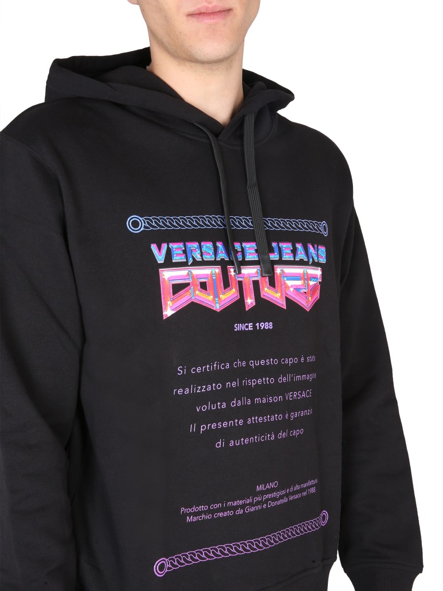 Shop Versace Jeans Couture Space Warranty Hoodie In Black