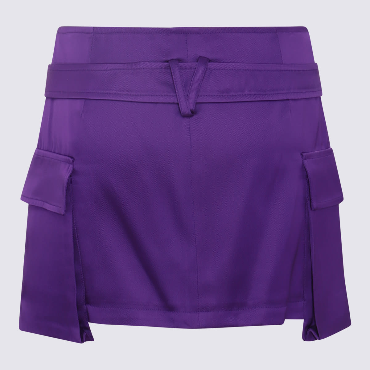 Shop Versace Bright Dark Orchid Silk Blend Mini Skirt