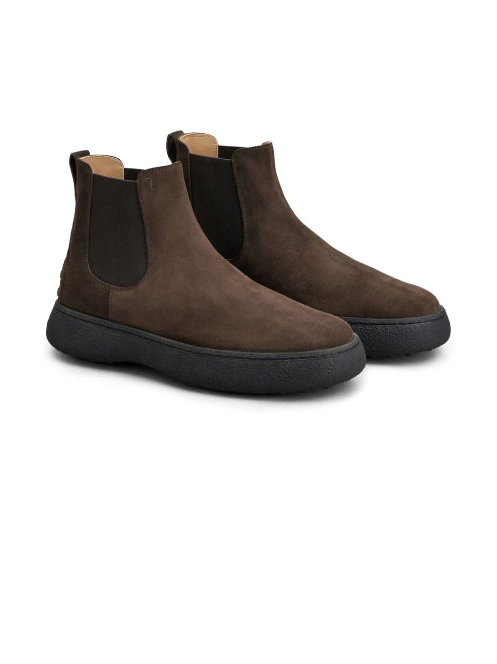 Shop Tod's Brown Suede Ankle Boots