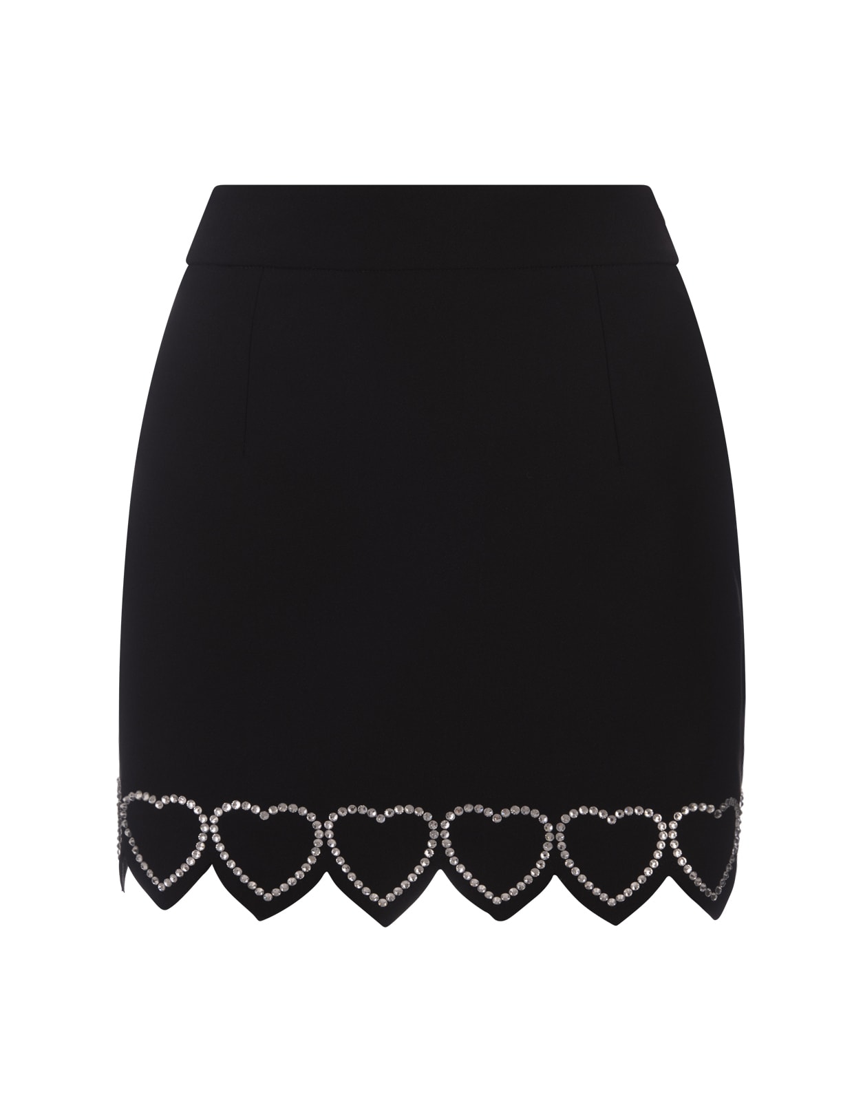 Philipp Plein Black Cady Mini Skirt Heart