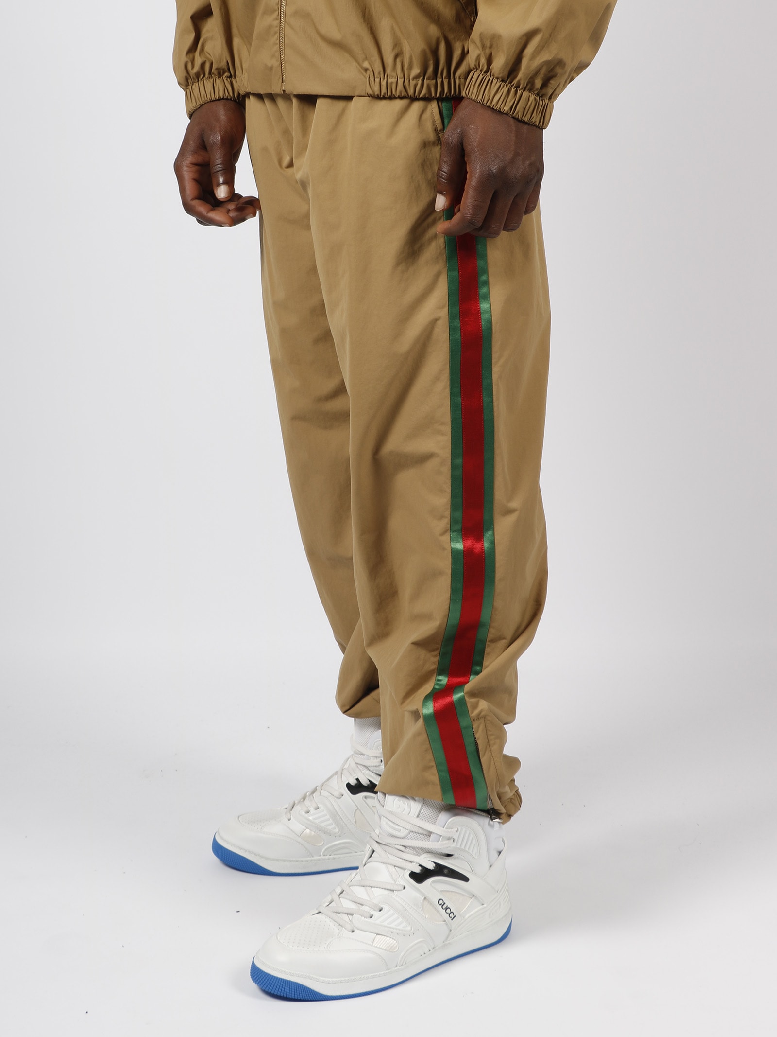 Gucci 742772 ZANW8 LIGHT MATTE NYLON JOGGING Trousers Beige