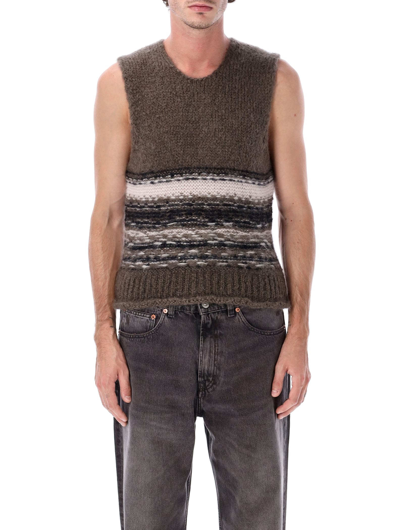 Our Legacy Mohair Wool Tank Blur Fair Isle In Blue