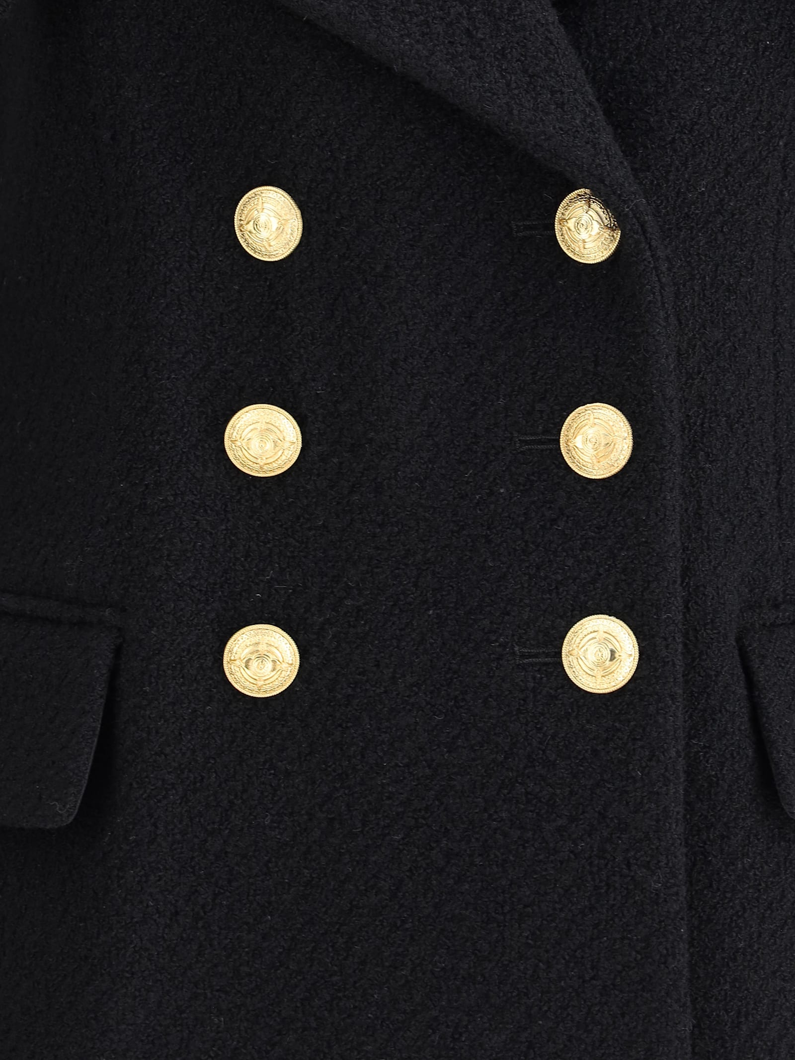 Chloé Double-breasted Tailored Jacket In Wool Bouclette In Black