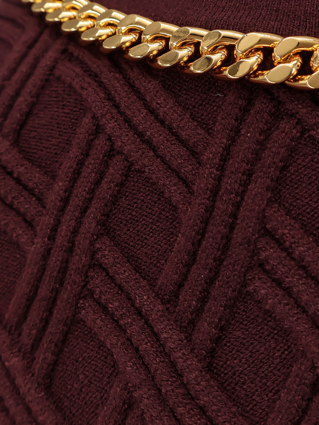 Elisabetta Franchi Cardigan In Maglia A Rombi Con Dettaglio Gioiello Bordeaux In Burgundy