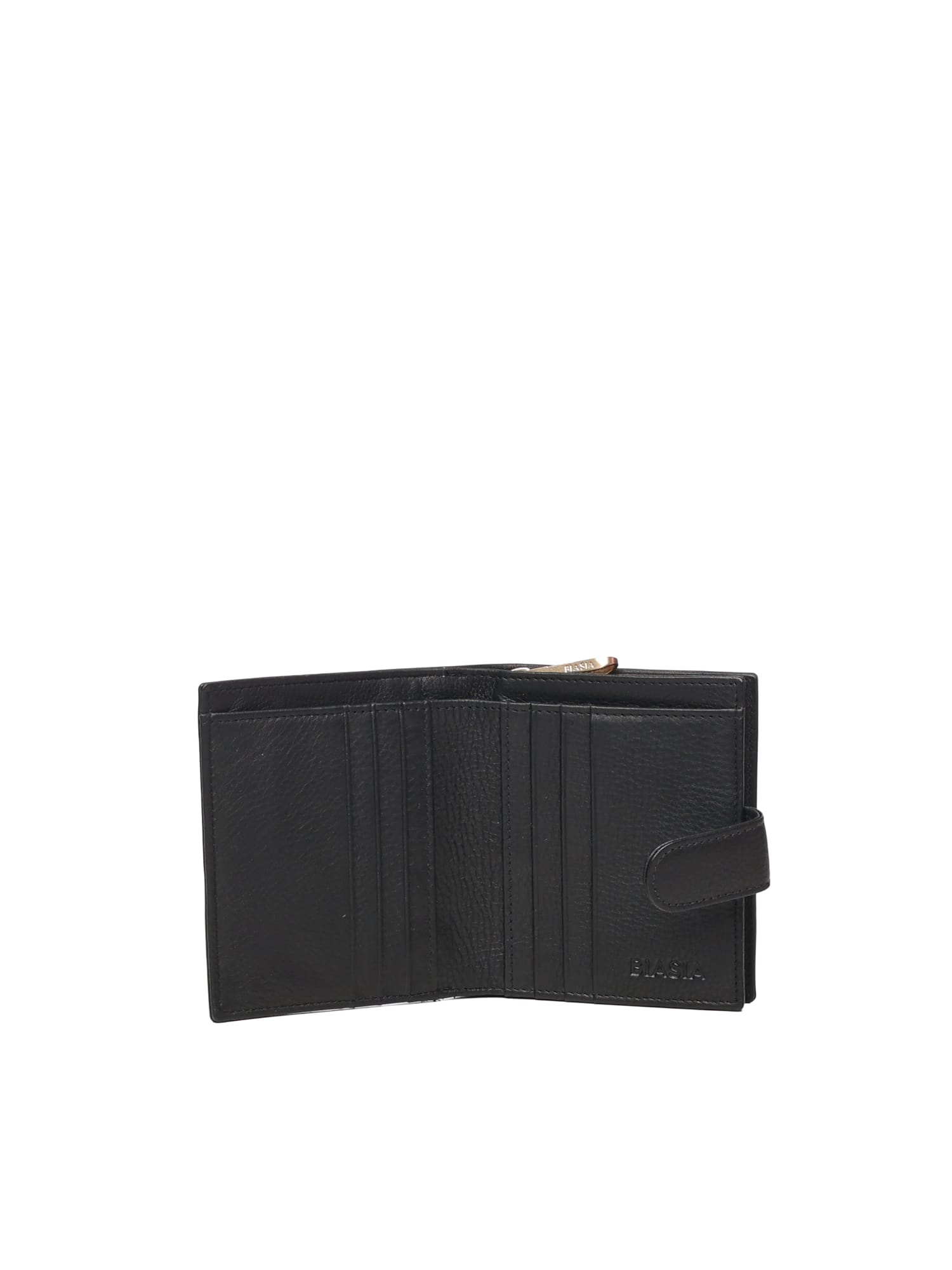 Biasia Leather Wallet With Logo In Black