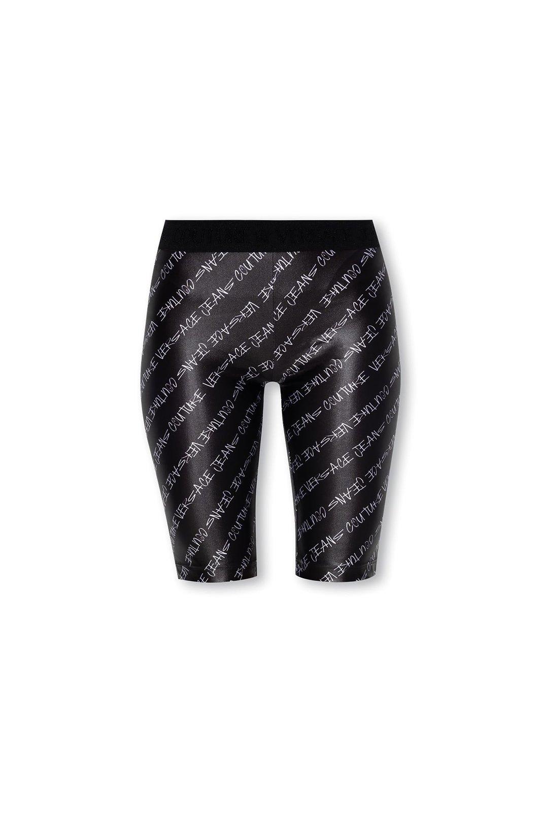 Shop Versace Jeans Couture Allover Logo Knee-length Shorts In Black