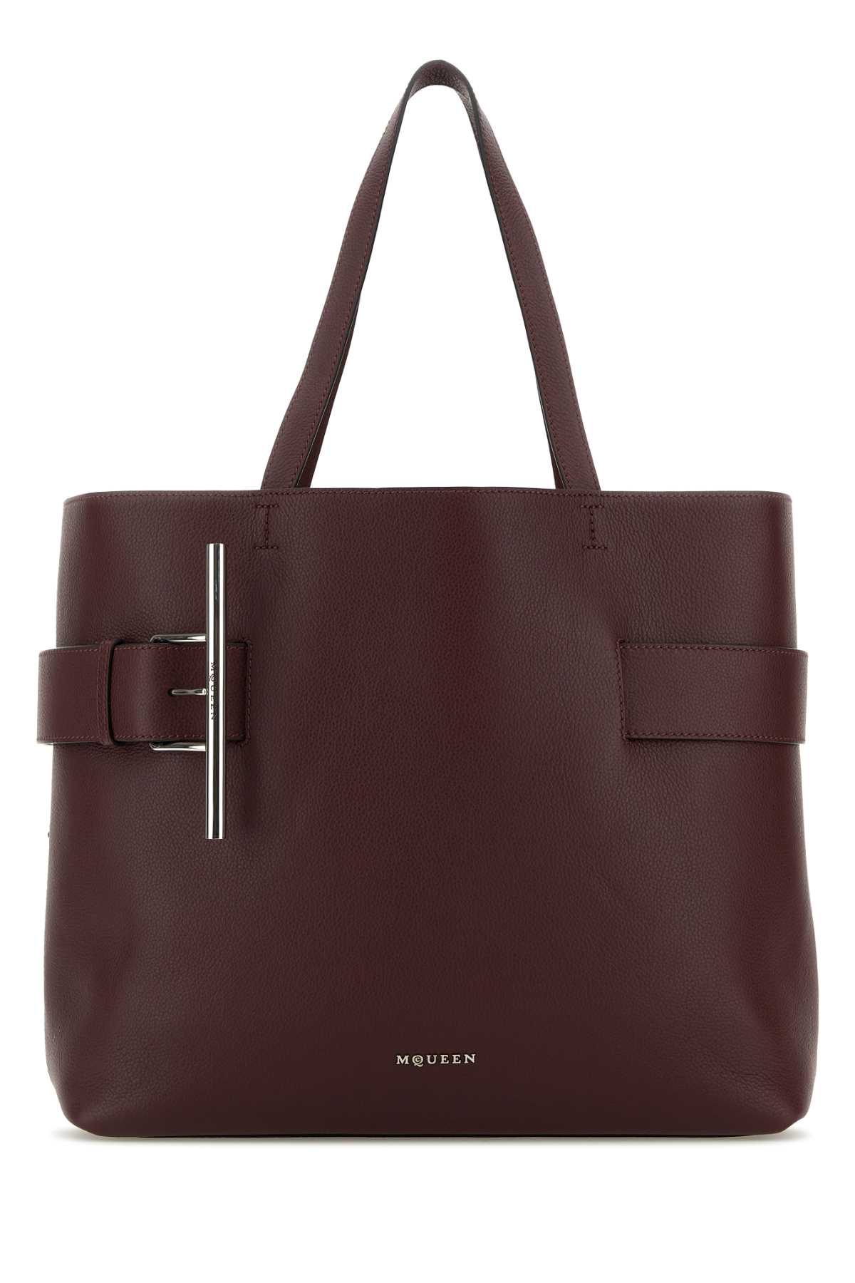 Tyrian Purple Leather T-bar Shopping Bag