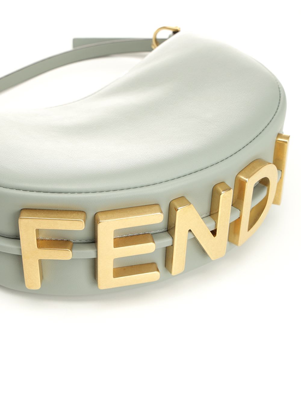 Fendi Women Powder Blue Leather Mini Graphy Handbag In Grey