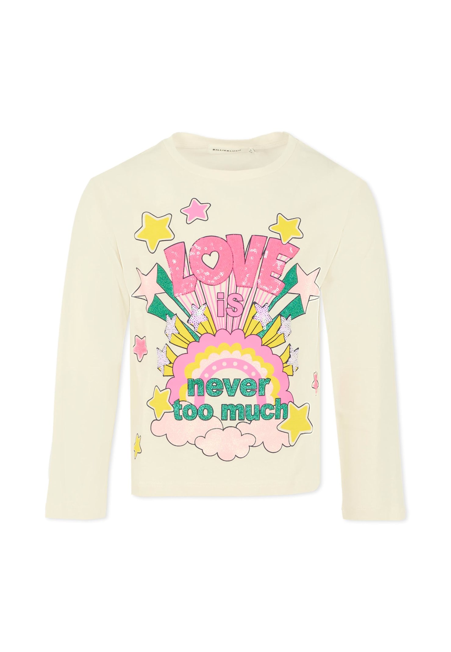 Billieblush Ivory T-shirt For Girl With Stars In White