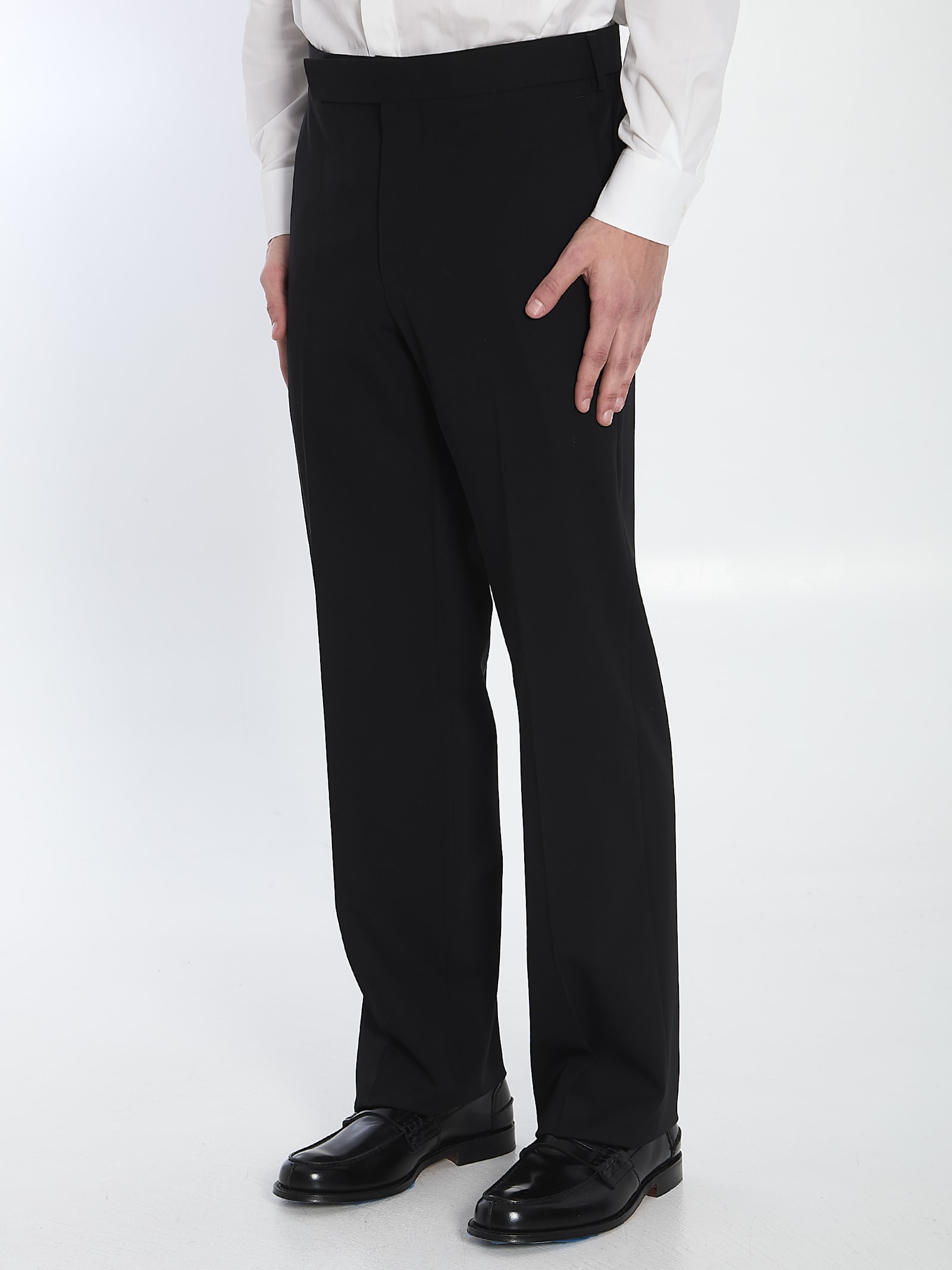 Lardini Wool Tailored Trousers In Black