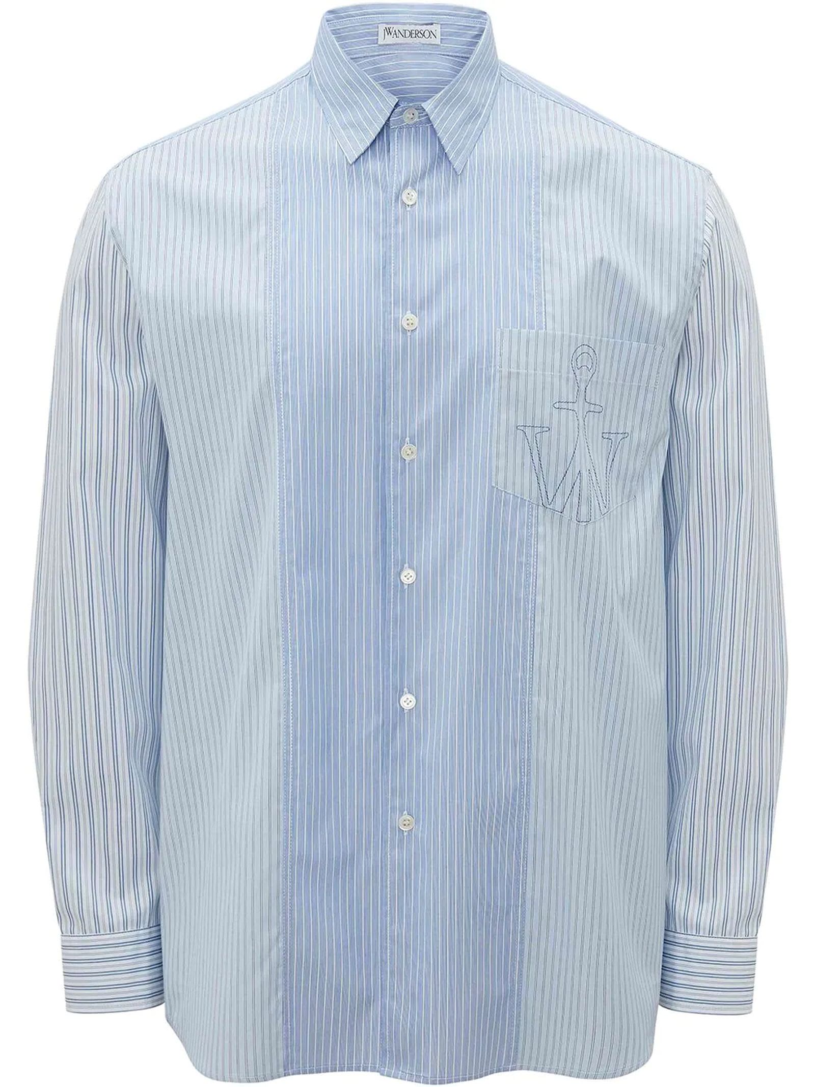 J.W. Anderson Light Blue Cotton Stripe Patchwork Shirt