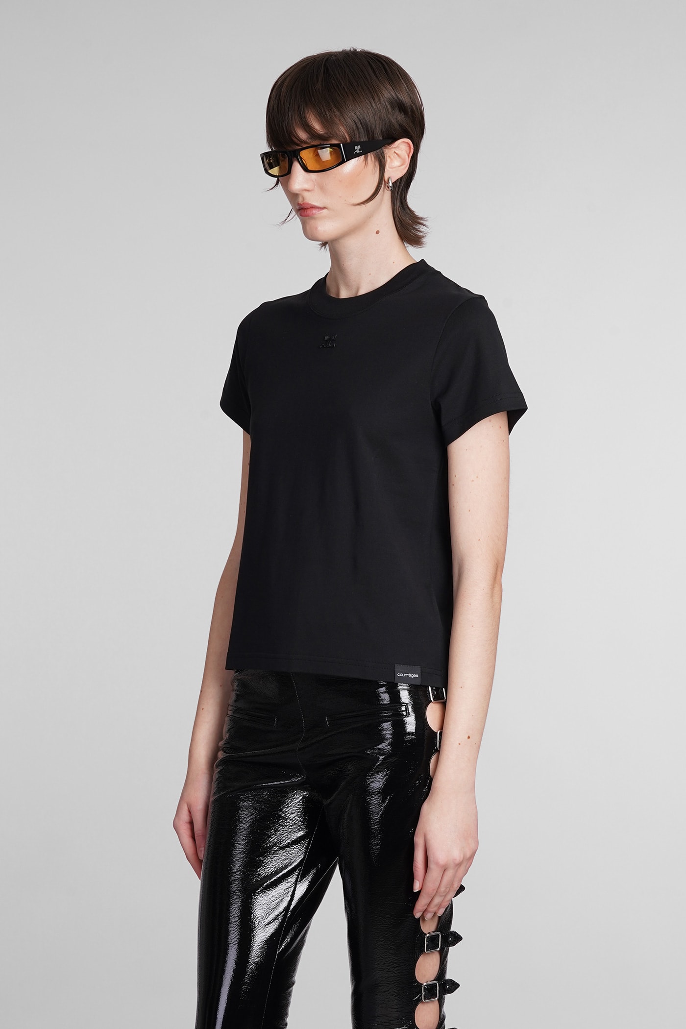Shop Courrèges T-shirt In Black Cotton