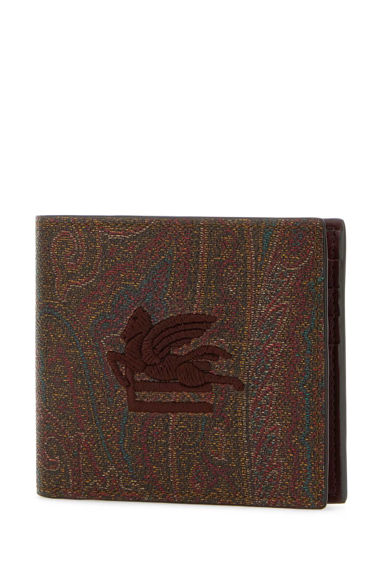 Shop Etro Embroidered Synthetic Leather Wallet In 600