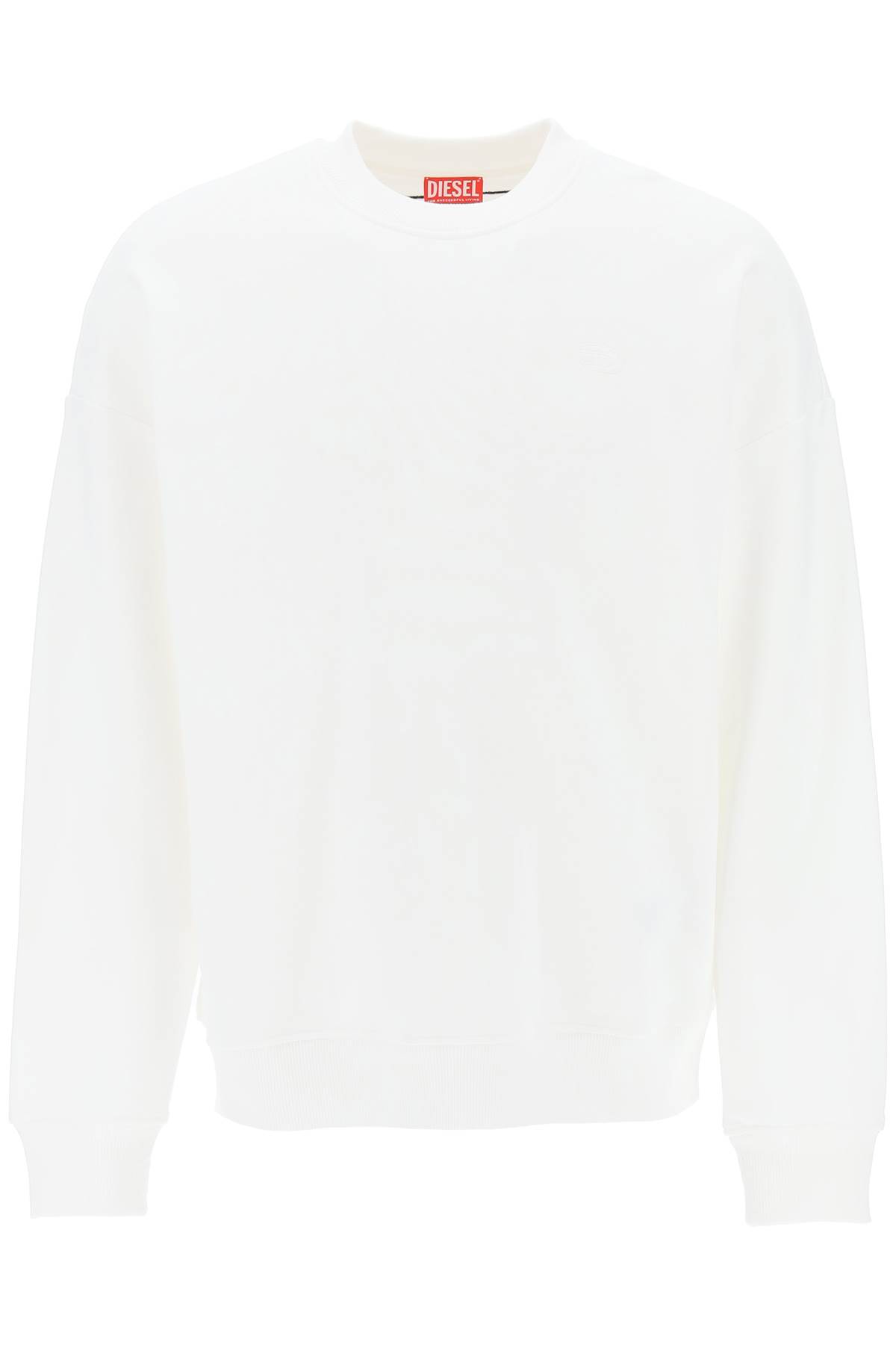 Shop Diesel S-rob-megoval Sweatshirt With Maxi Oval-d Logo Embroidery In White