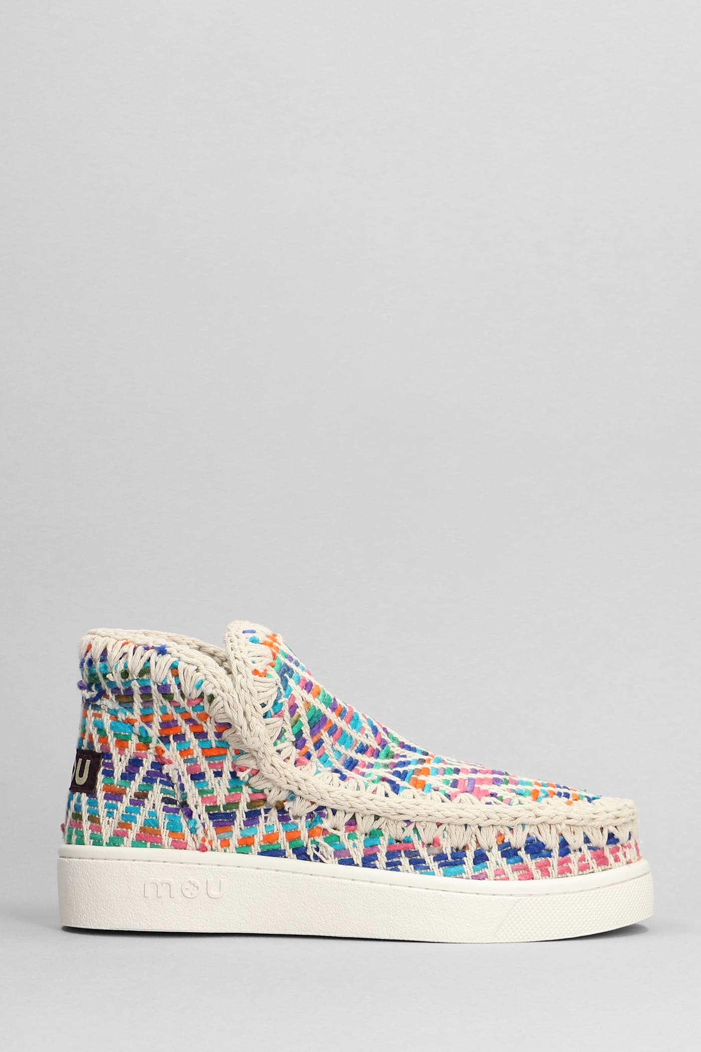 Mou Eskimo Sneaker Low Heels Ankle Boots In Multicolor Synthetic Fibers
