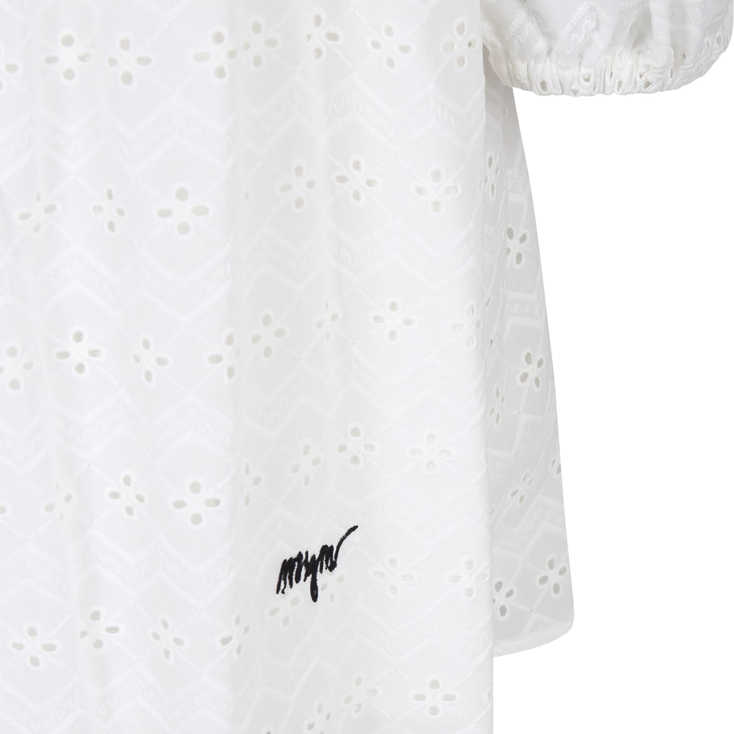 Shop Msgm White Dress For Girl With Broderie Anglaise