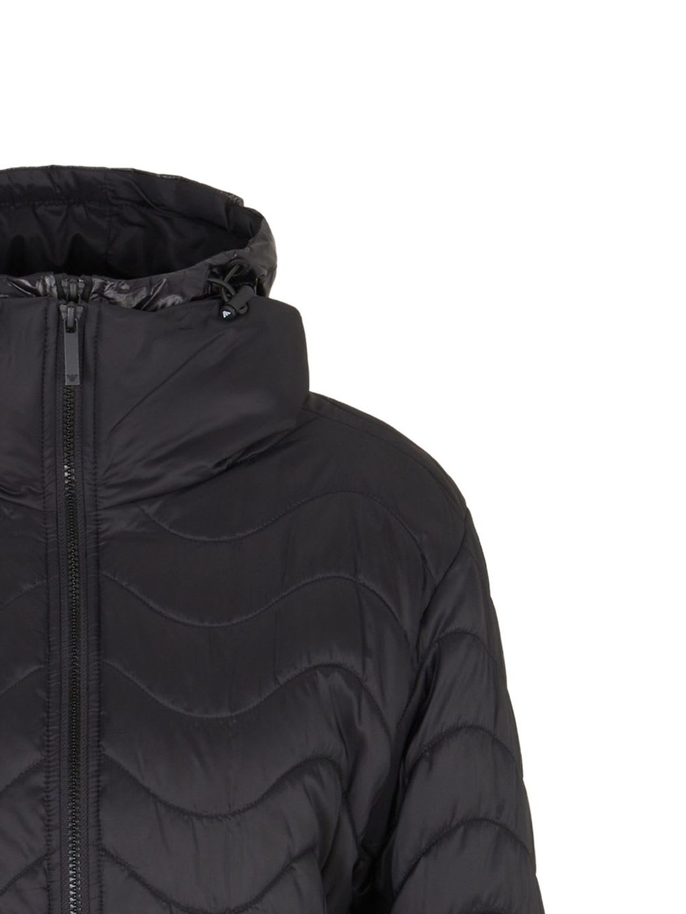 Emporio Armani Nylon Midi Down Jacket In Black