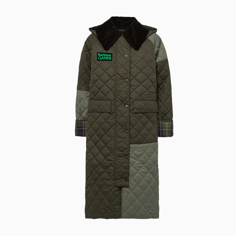 Barbour X Ganni Burghley Quilted Jacket In Green