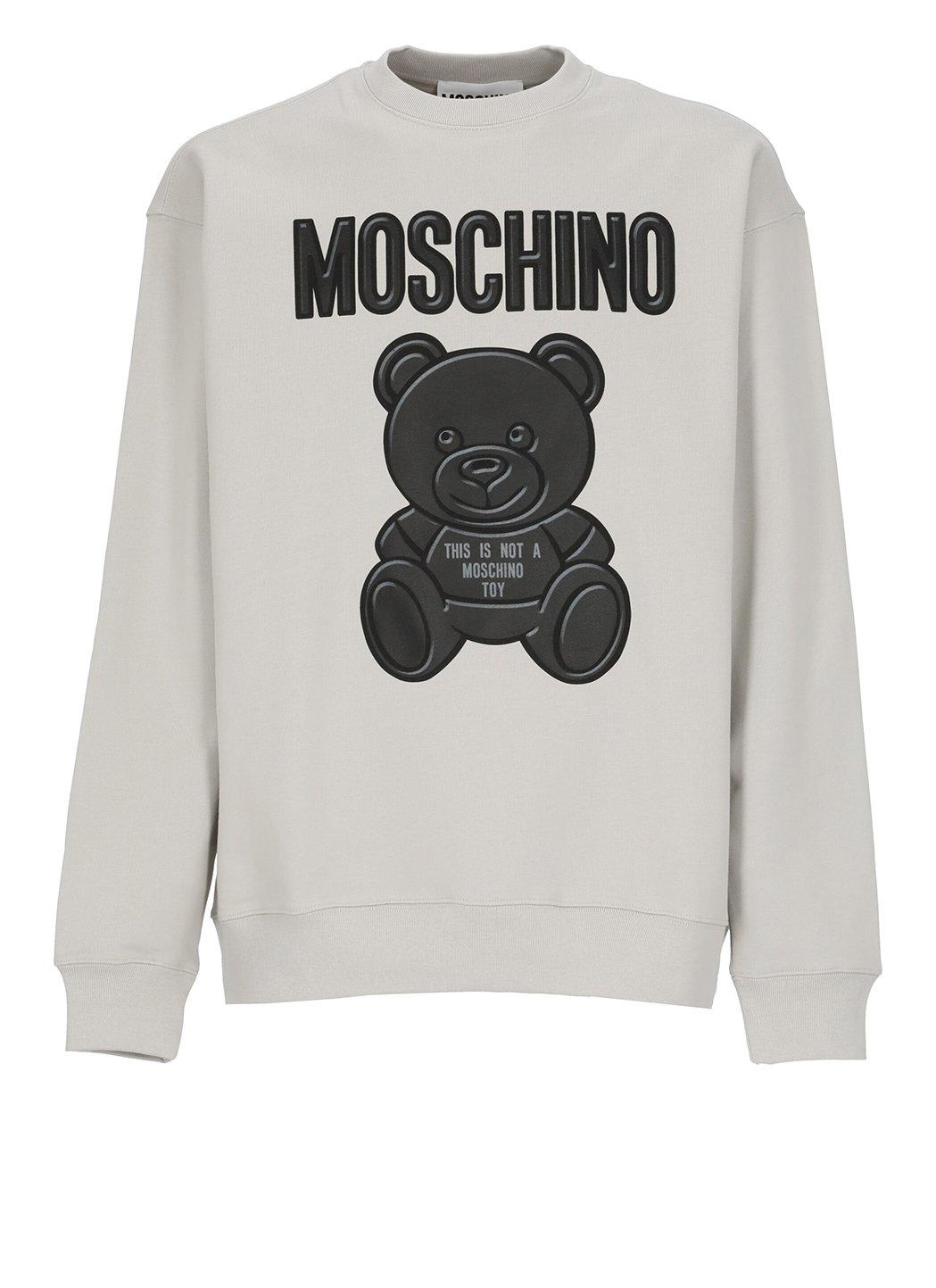 Shop Moschino Teddy Bear Printed Crewneck Sweatshirt In Grigio