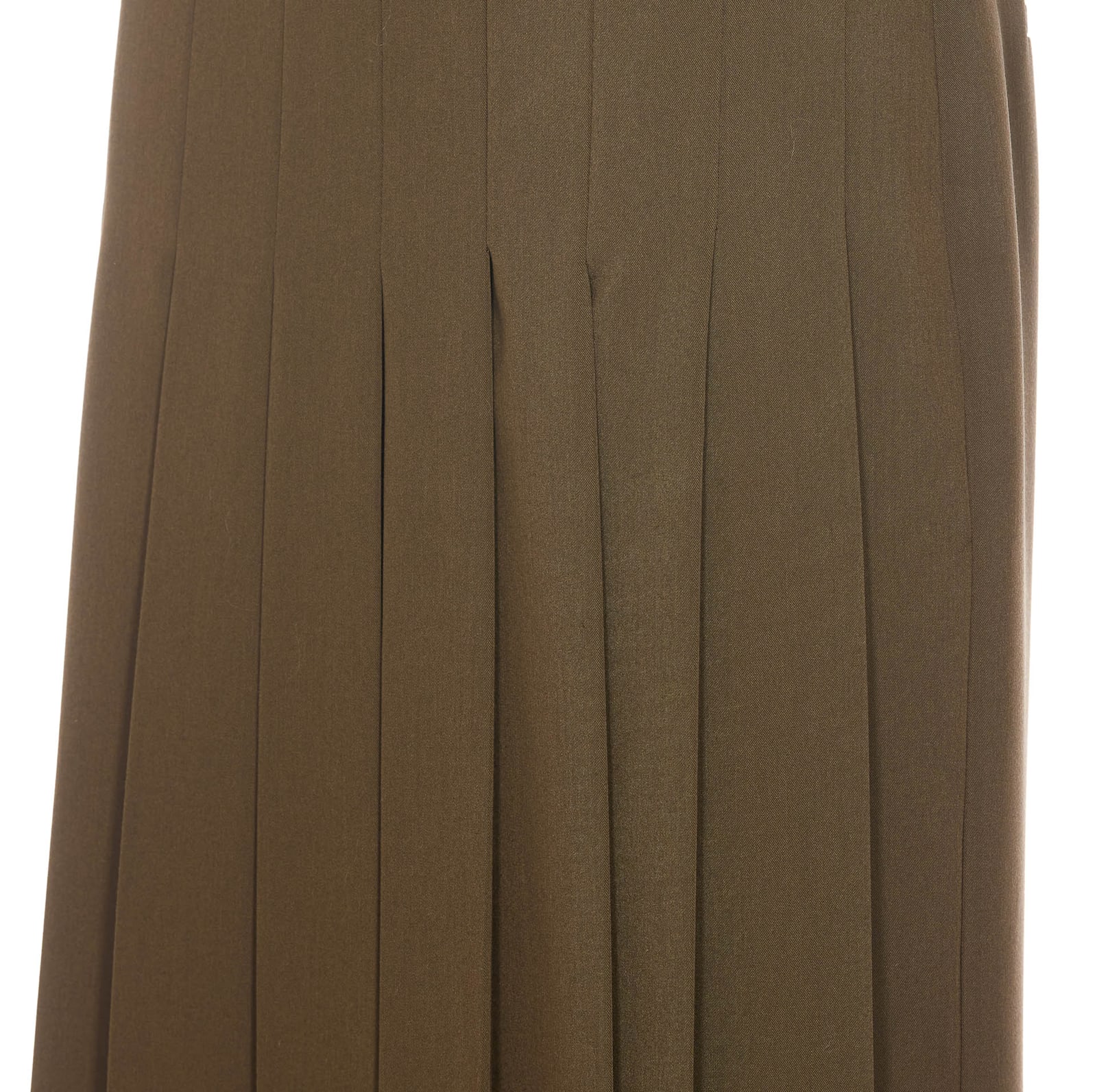 Pinko High Waist Pleated Skirt With Button Accents In Verde-amazzonia