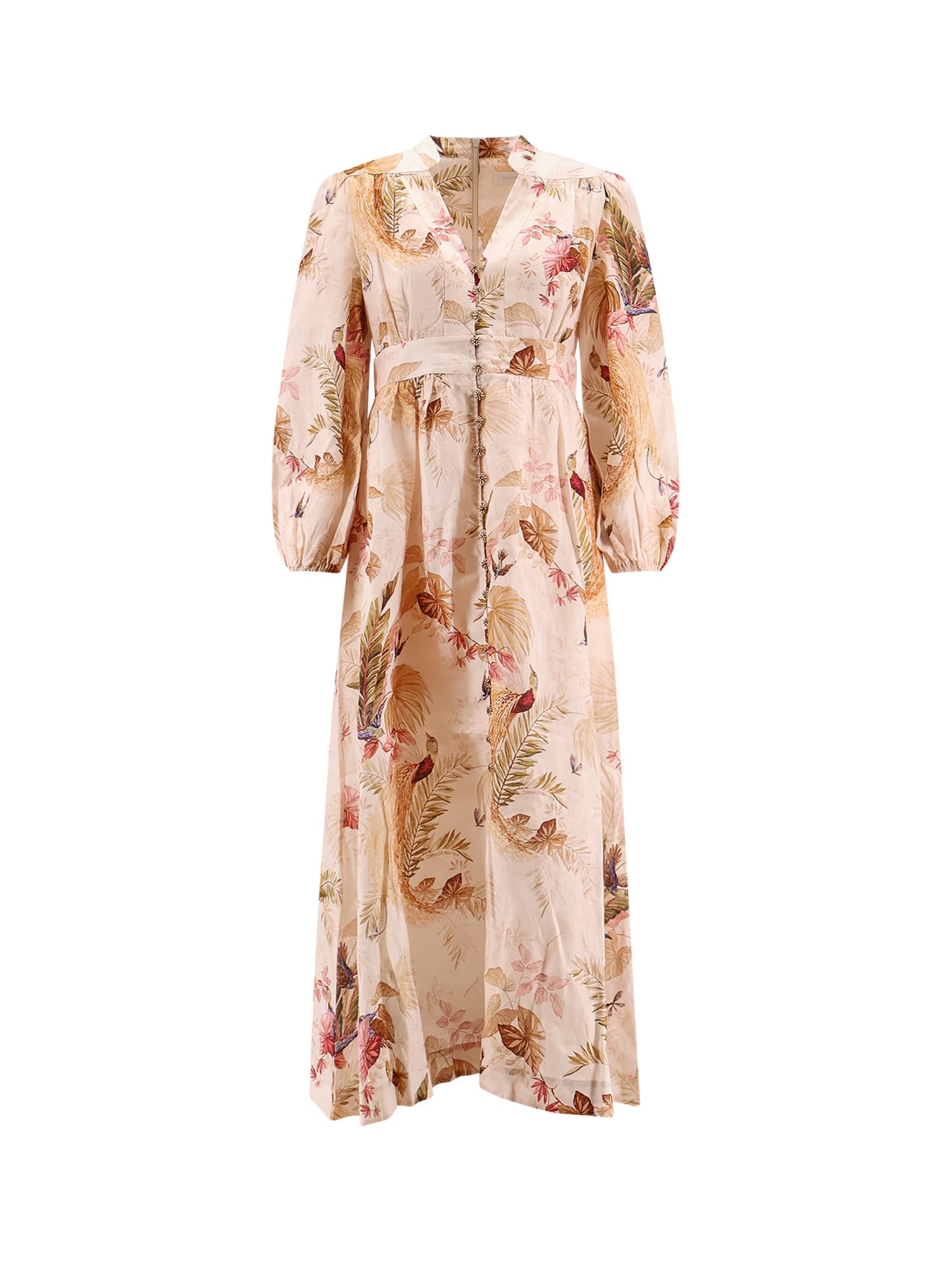 Zimmermann Ascension Plunge Linen Midi Dress