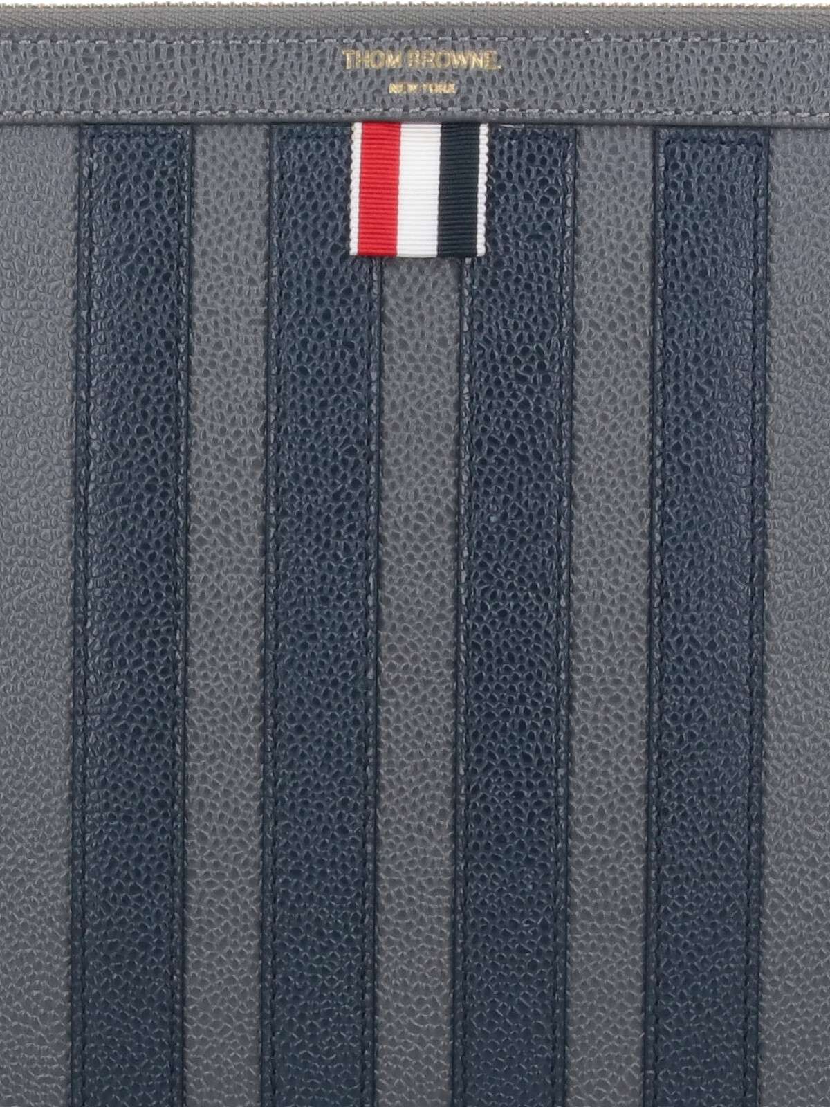 Shop Thom Browne Medium Document Holder 4-bar In Gray