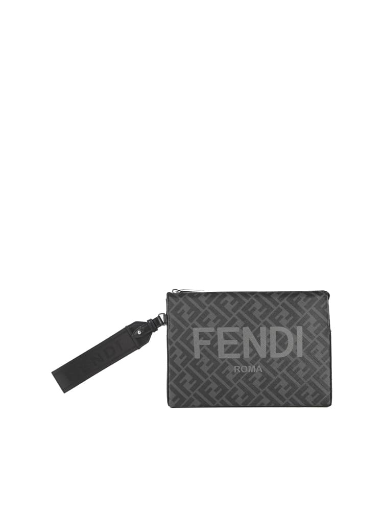 Fendi Logo Clutch In Calfskin