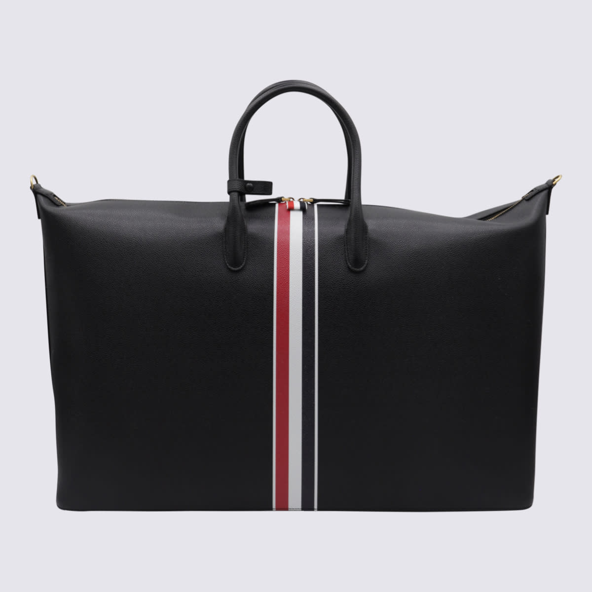 Thom Browne Black Rwb Stripe Duffle Bag In Black