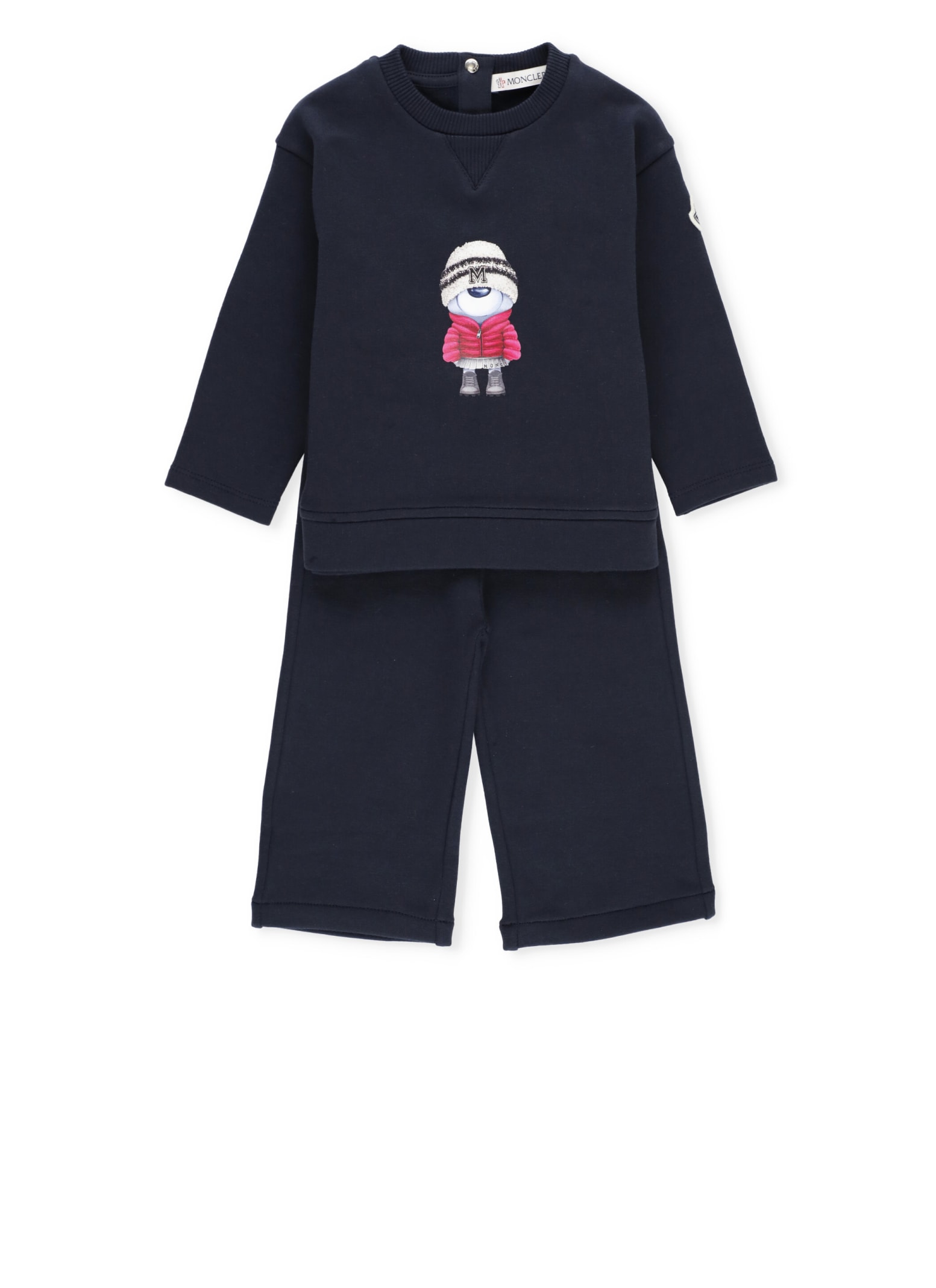 Moncler Babies' Two Pieces Suit With Print In Blue