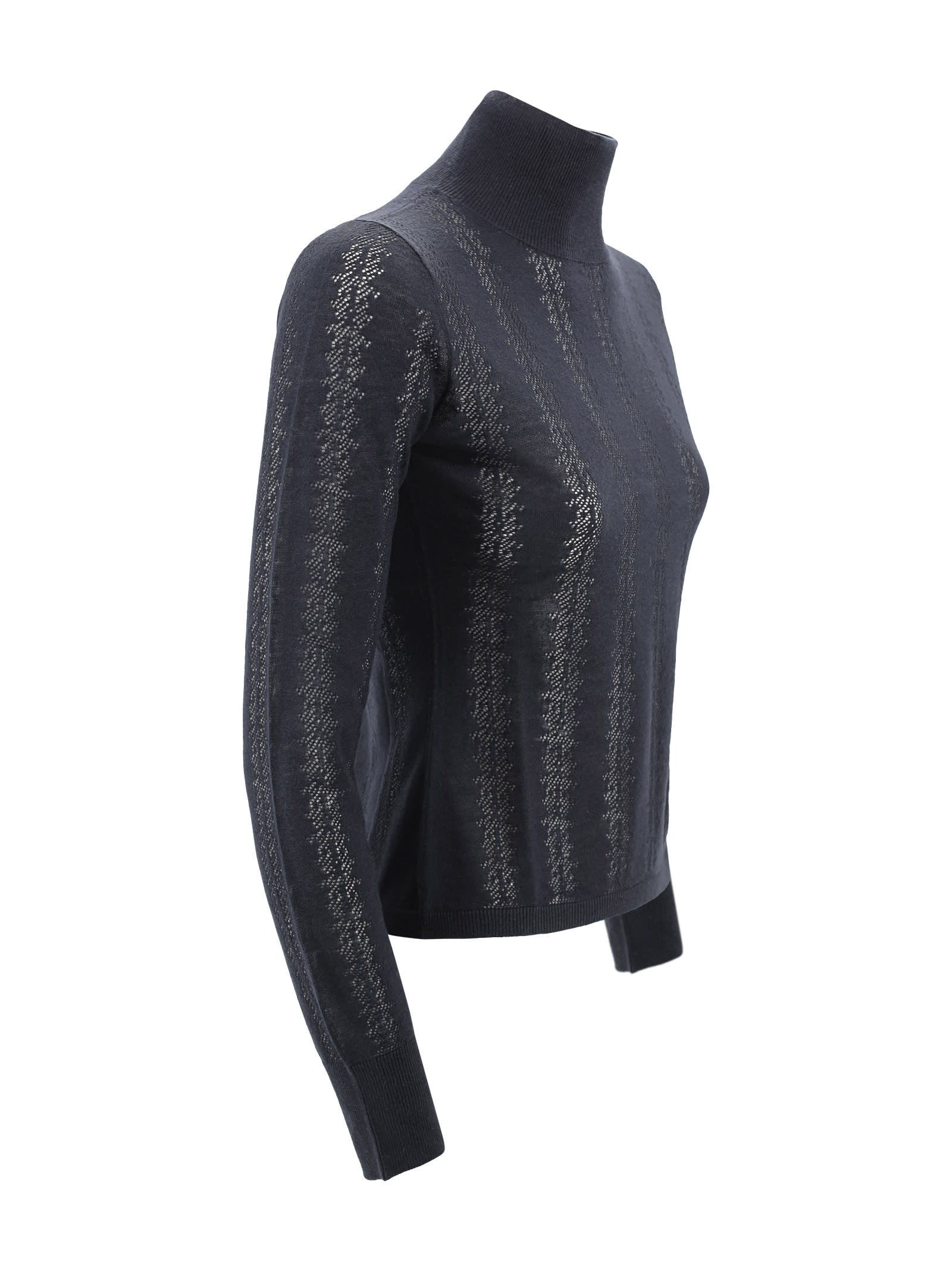 Shop Max Mara Turtleneck In Wool And Silk Yarn