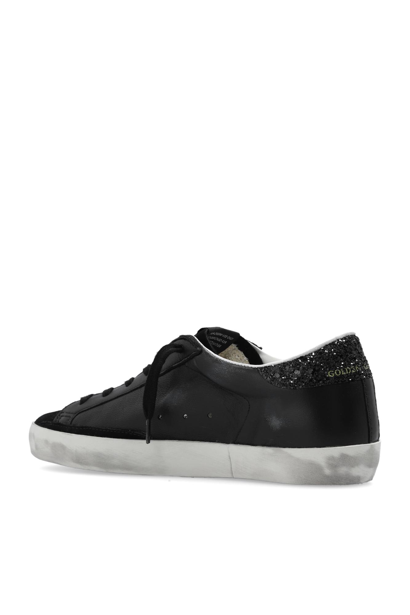 Golden Goose Textured Star Design Sneakers With Sparkling Accents In Black
