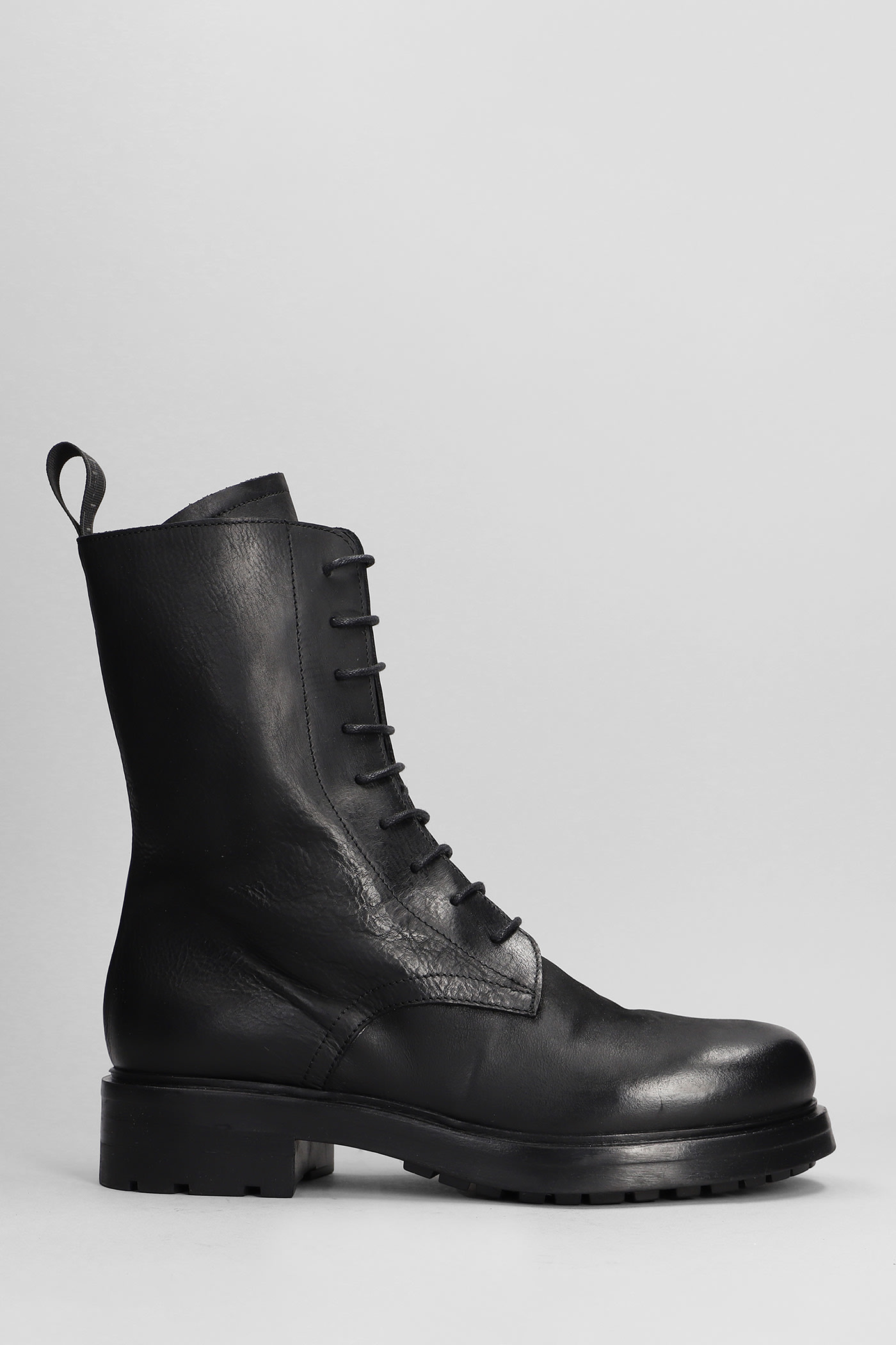Combat Boots In Black Leather