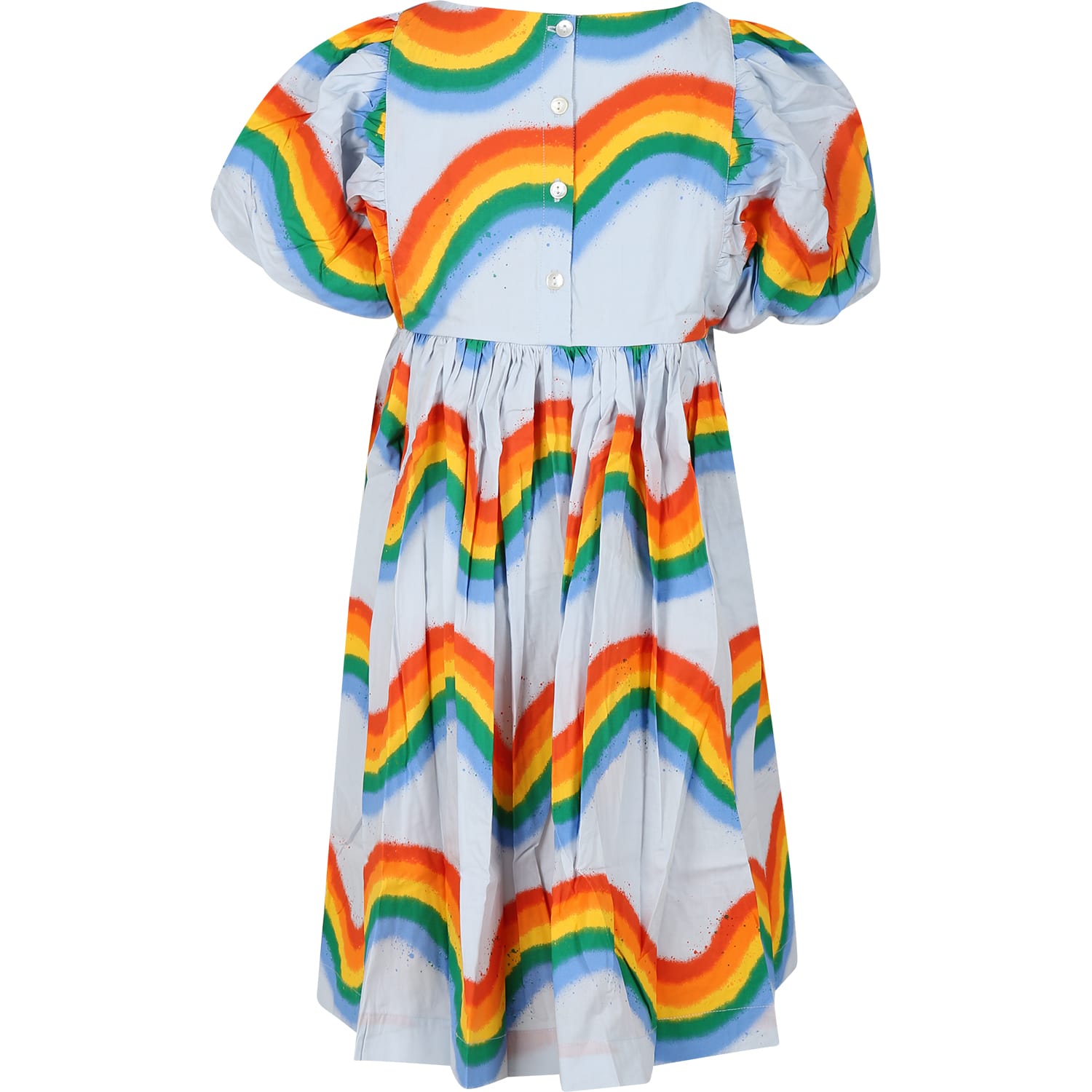Shop Molo Sky Blue Casual Dress For Girl With Rainbow In Light Blue