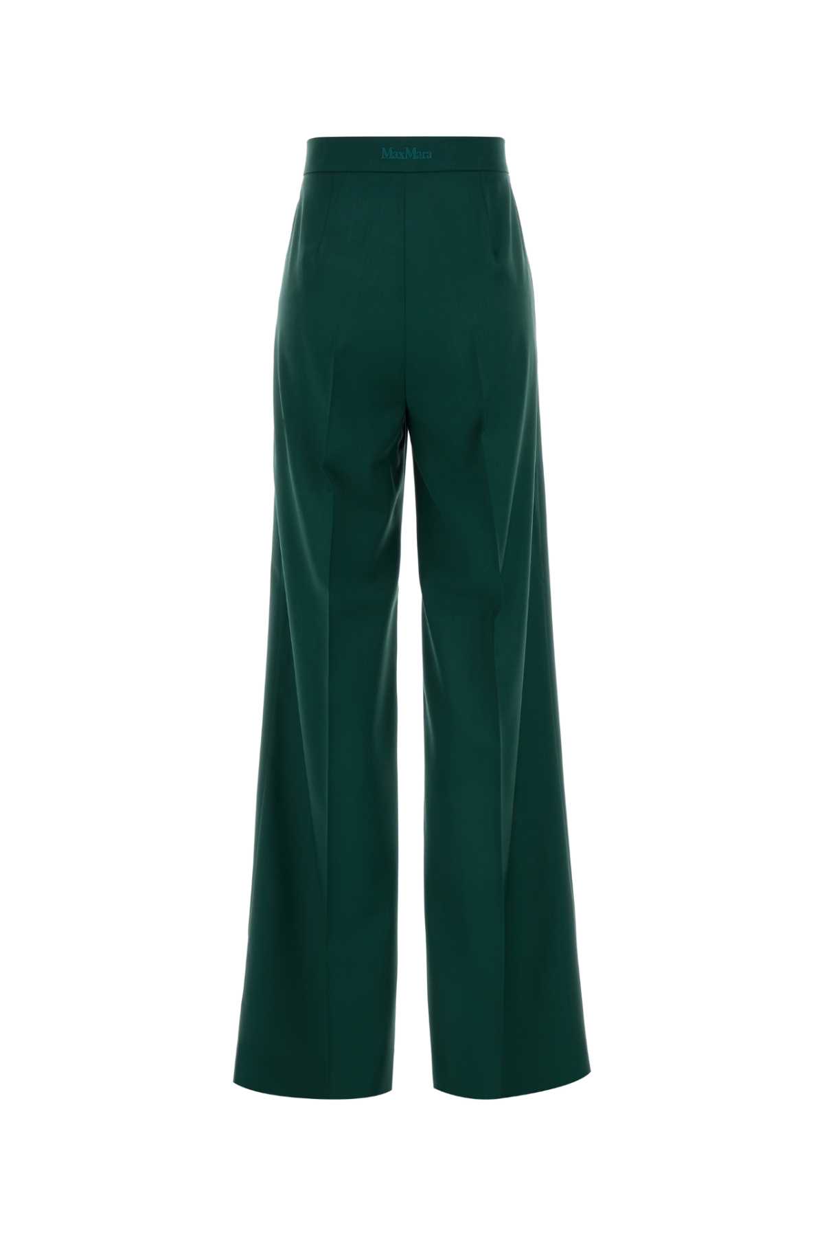 Max Mara Dark Green Wool Fernet Palazzo Pant In Green